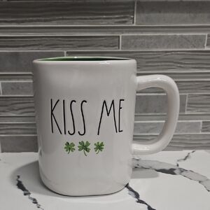 Rae Dunn White Ceramic Mug with Navy Marking